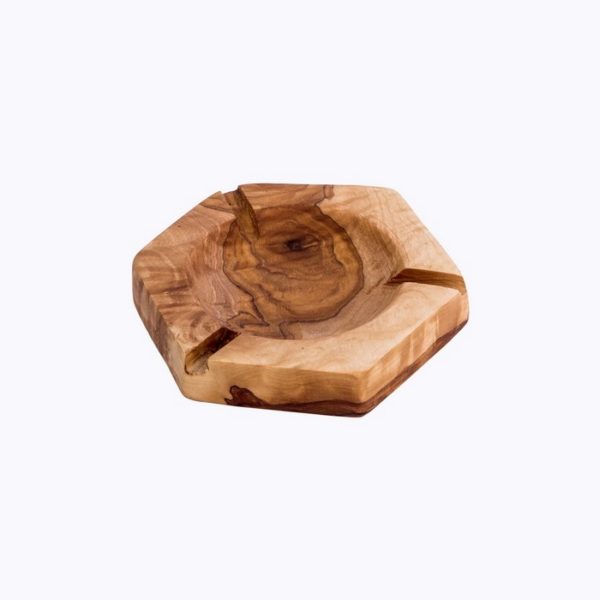 Hexagonal-Ashtray-olive-wood-satix