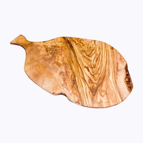 Oval cutting board with handle olive wood satix