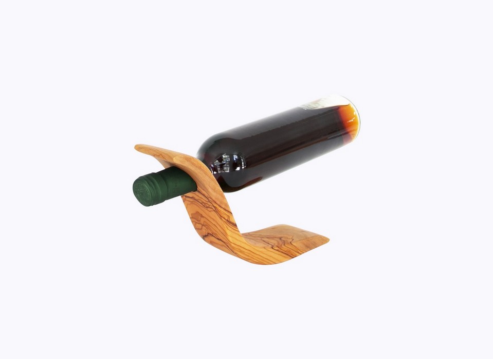 S Shaped Bottle Holder-olive-wood-satix